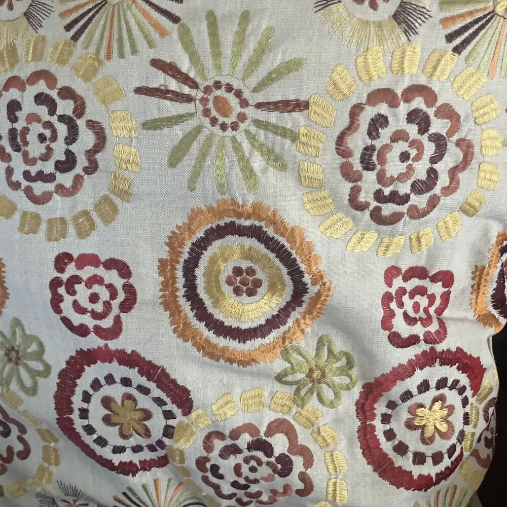 Unbranded Floral Embroidery Square Decorative Pillow Multicolor 21.5x 21.5